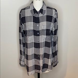 Equipment Plaid Washed Silk Blouse